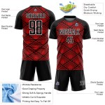 Custom Red Black-White Geometric Pattern Sublimation Soccer Uniform Jersey Custom Red Black-White Geometric Pattern Sublimation Soccer Uniform Jersey