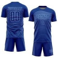 Custom Royal Light Blue Gradient Geometric Lines Sublimation Soccer Uniform Jersey Custom Royal Light Blue Gradient Geometric Lines Sublimation Soccer Uniform Jersey