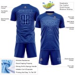 Custom Royal Light Blue Gradient Geometric Lines Sublimation Soccer Uniform Jersey Custom Royal Light Blue Gradient Geometric Lines Sublimation Soccer Uniform Jersey