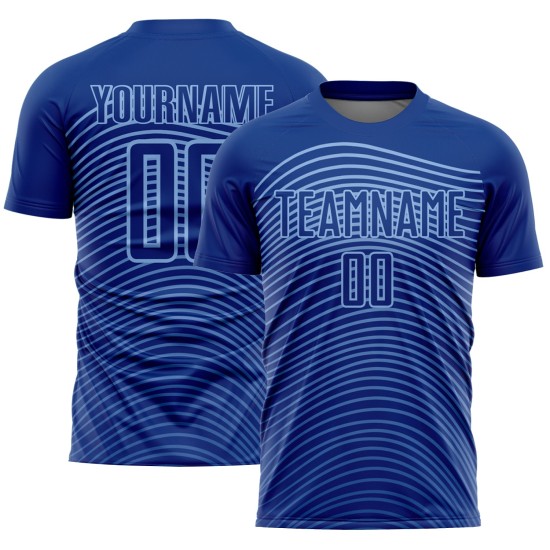 Custom Royal Light Blue Gradient Geometric Lines Sublimation Soccer Uniform Jersey Custom Royal Light Blue Gradient Geometric Lines Sublimation Soccer Uniform Jersey