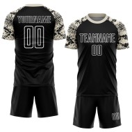 Custom Black Cream-White Snake Skin Sublimation Soccer Uniform Jersey Custom Black Cream-White Snake Skin Sublimation Soccer Uniform Jersey